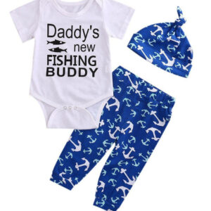 Daddy's New Fishing Buddy 3 Piece Set-outfit-Lavendersun