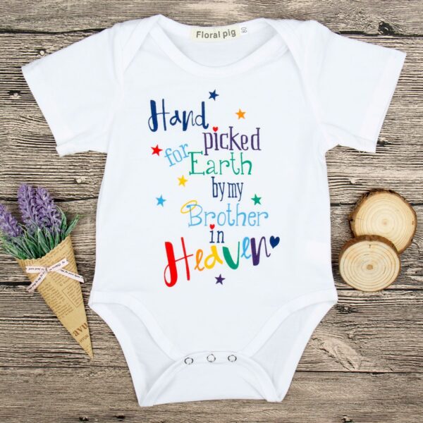 Hand Picked For Earth By My Brother In Heaven Onesie-onesie-Lavendersun