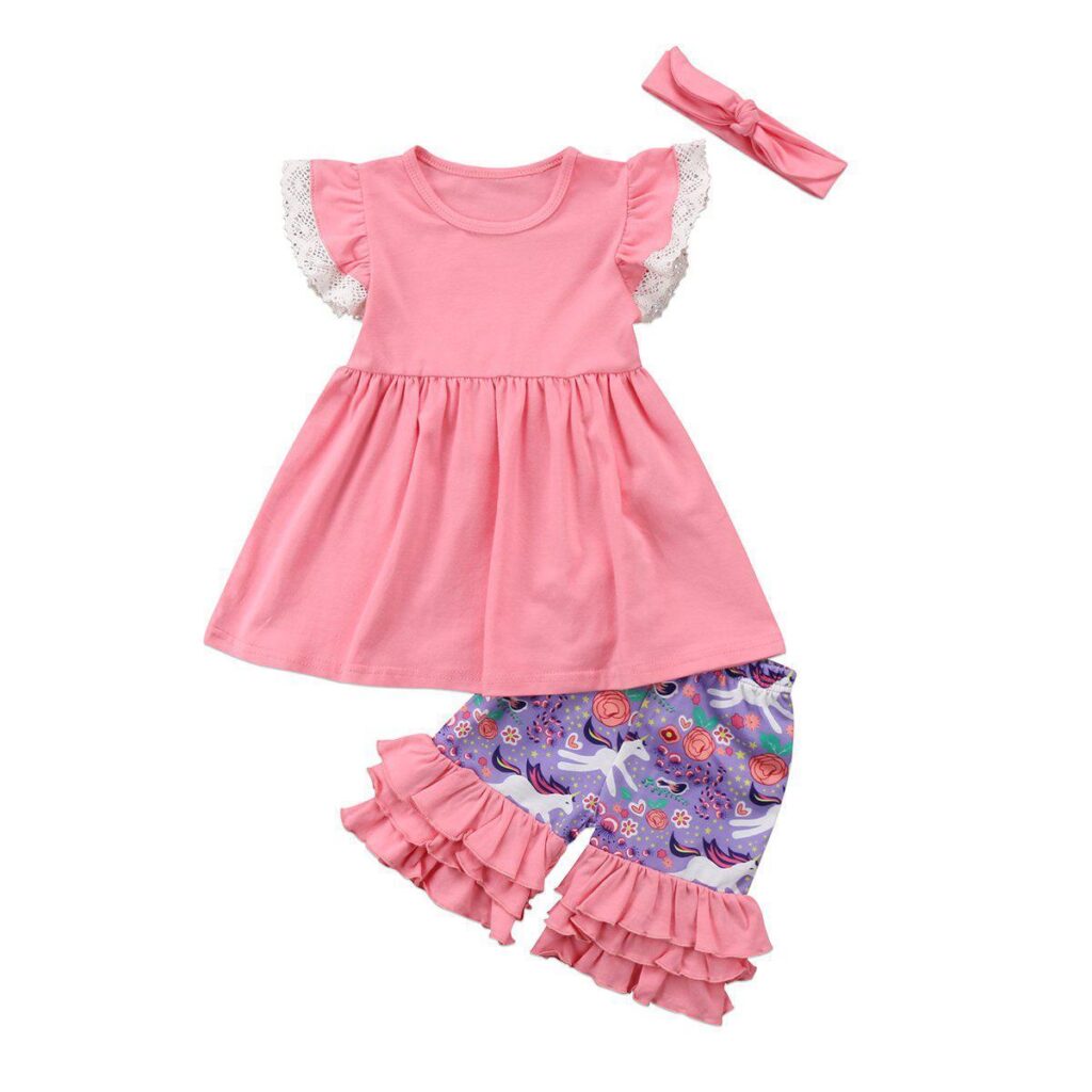 Pink Unicorn Chick 3 Piece Set-outfit-Lavendersun