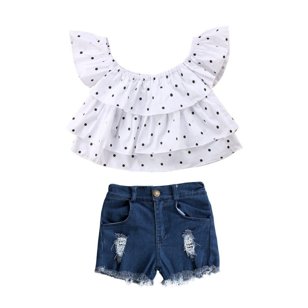 Polka Dot With Jeans 2 Piece Set-outfit-Lavendersun