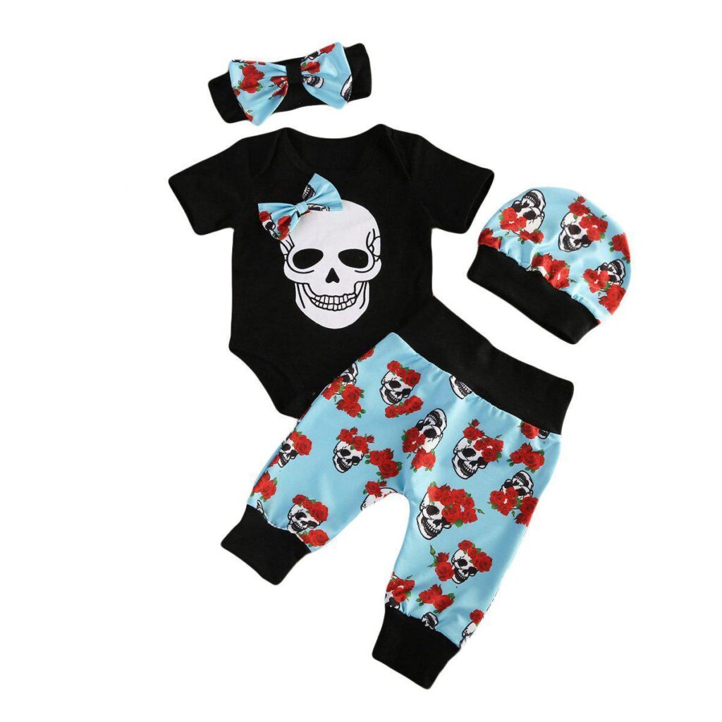 Skulls And Flowers 4 Piece Set-outfit-Lavendersun